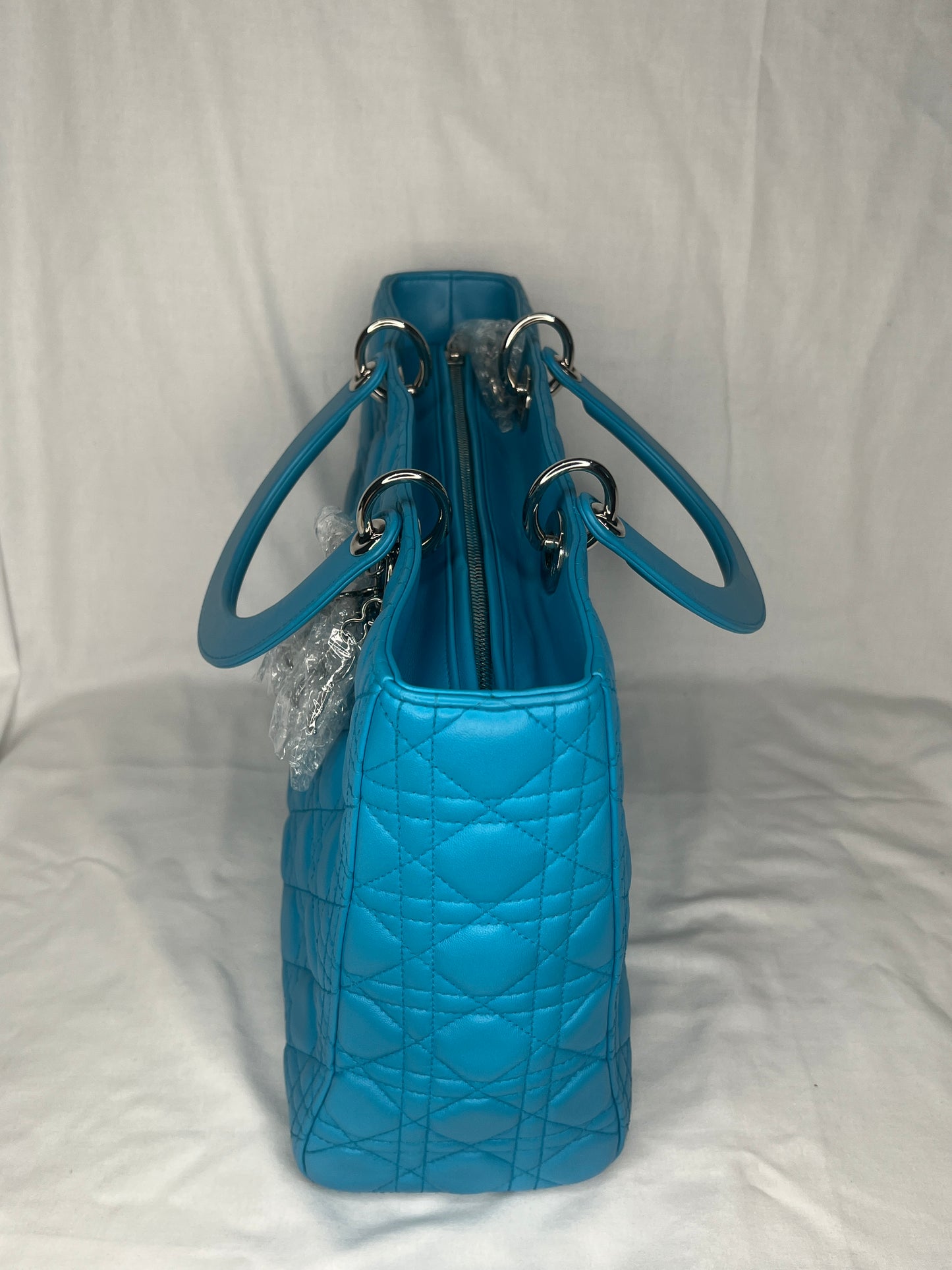 Dior Lady Dior Medium Bag in Blue Lambskin Leather
