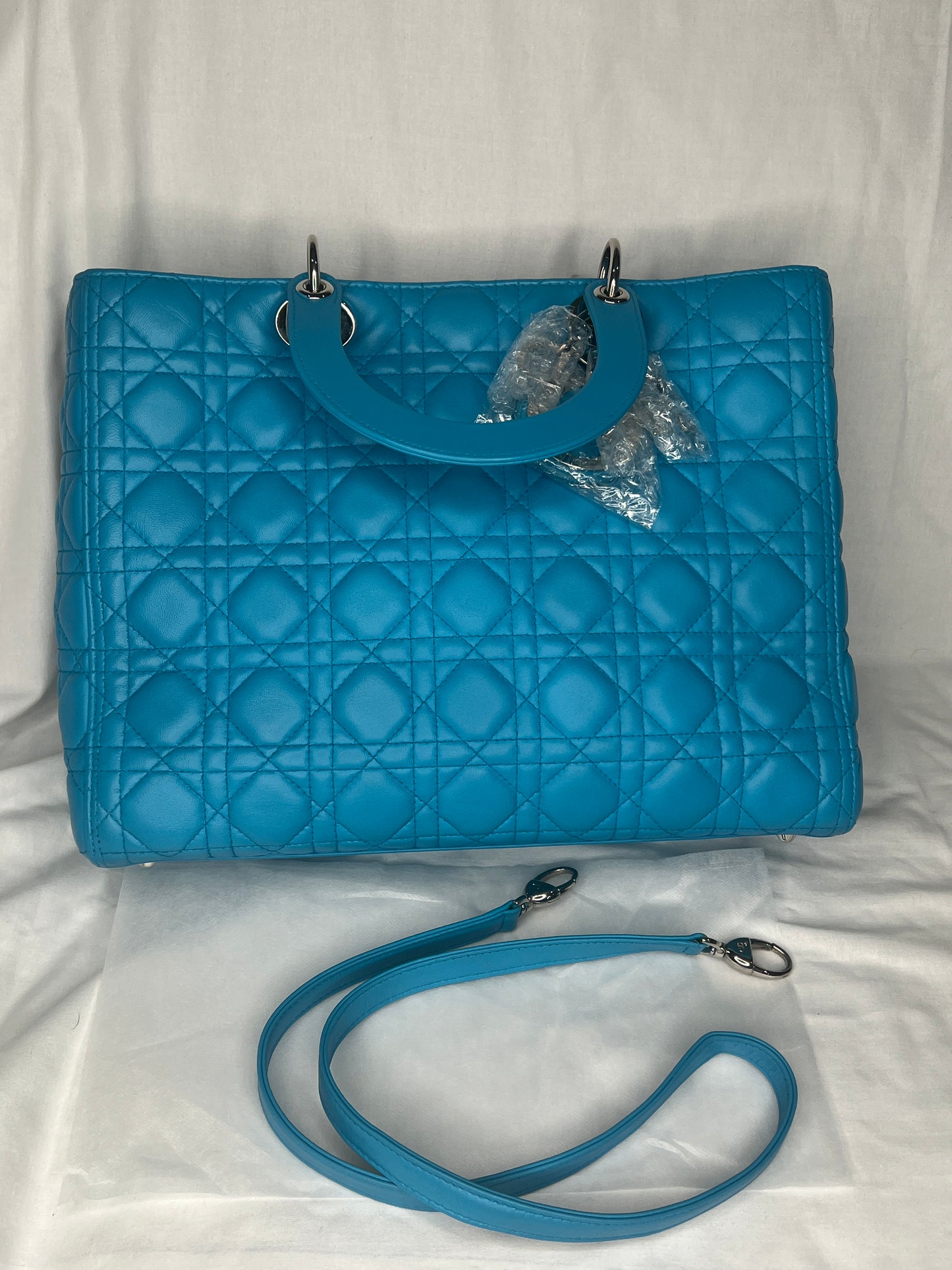 Dior Lady Dior Medium Bag in Blue Lambskin Leather