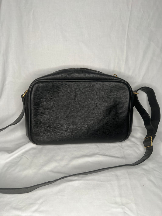 Gucci Black Leather Logo Messenger Bag