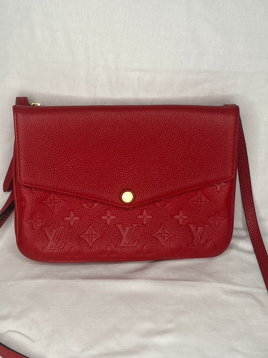 Louis Vuitton Monogram Empreinte Twice Crossbody Bag in Red Leather