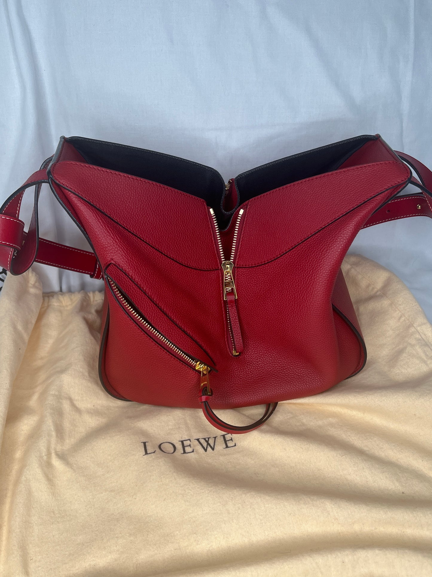 Loewe Hammock Bag in Red Grained Leather
