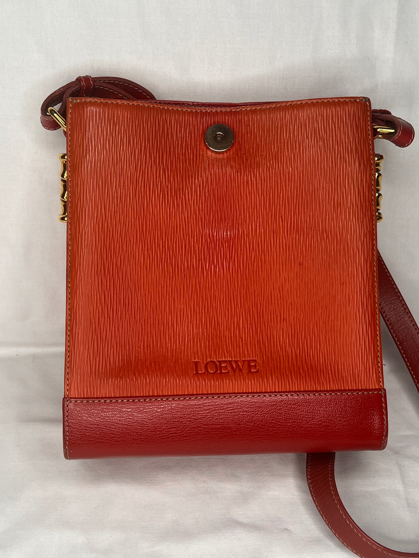 Loewe Velazquez Shoulder Bag in Orange and Red Leather