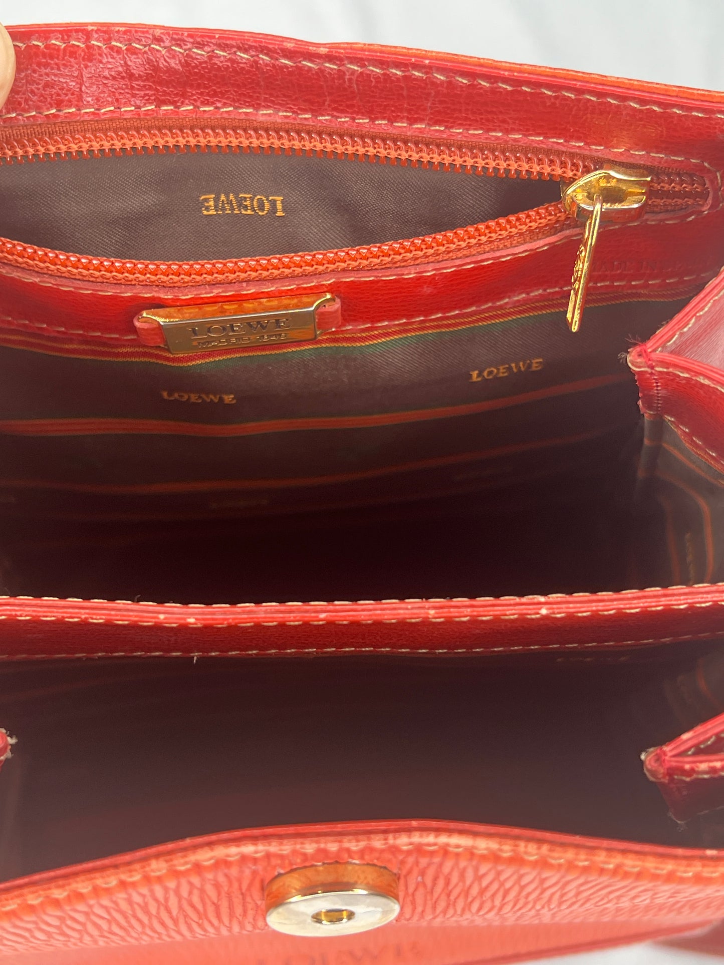 Loewe Velazquez Shoulder Bag in Orange and Red Leather