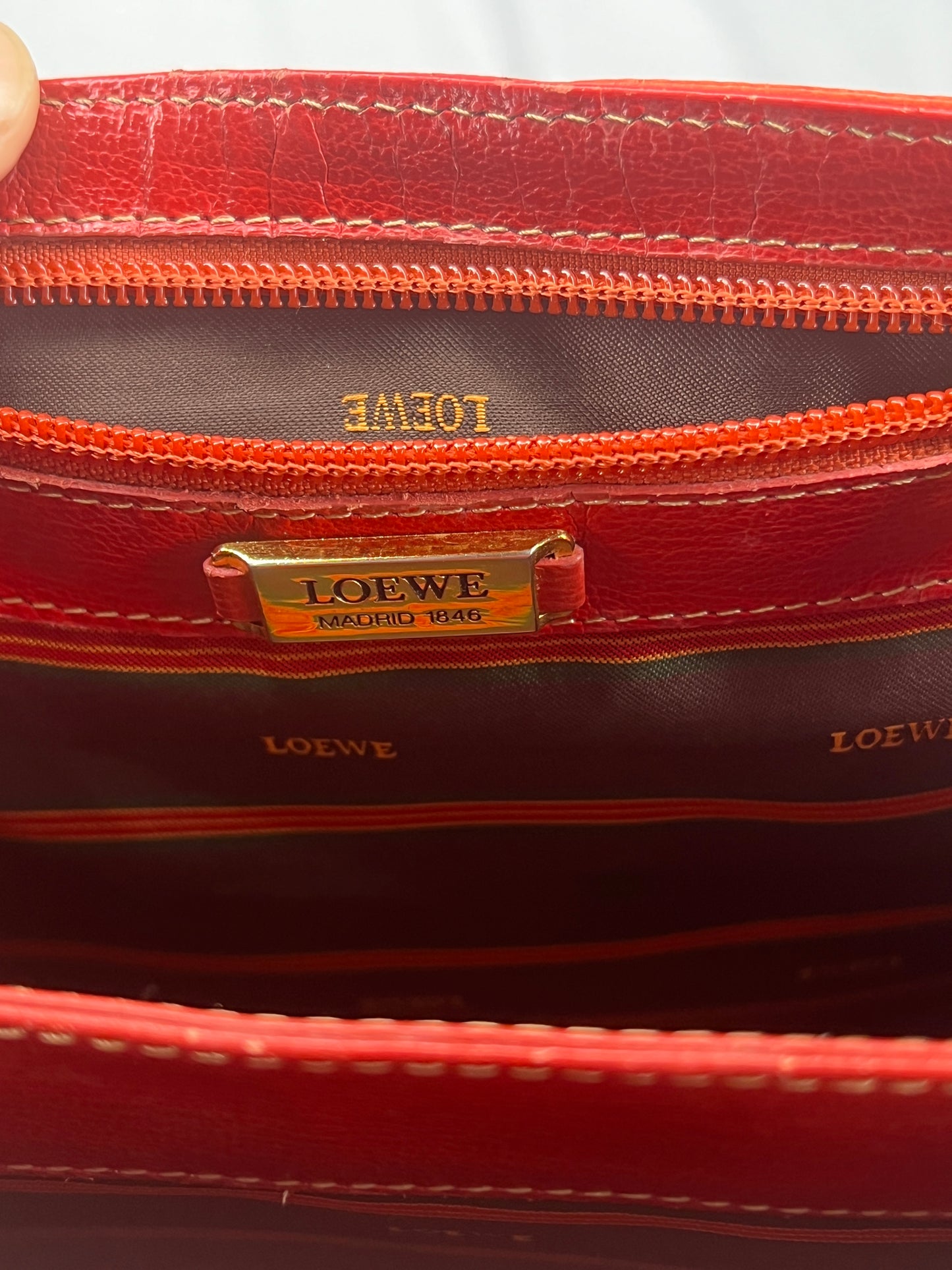 Loewe Velazquez Shoulder Bag in Orange and Red Leather