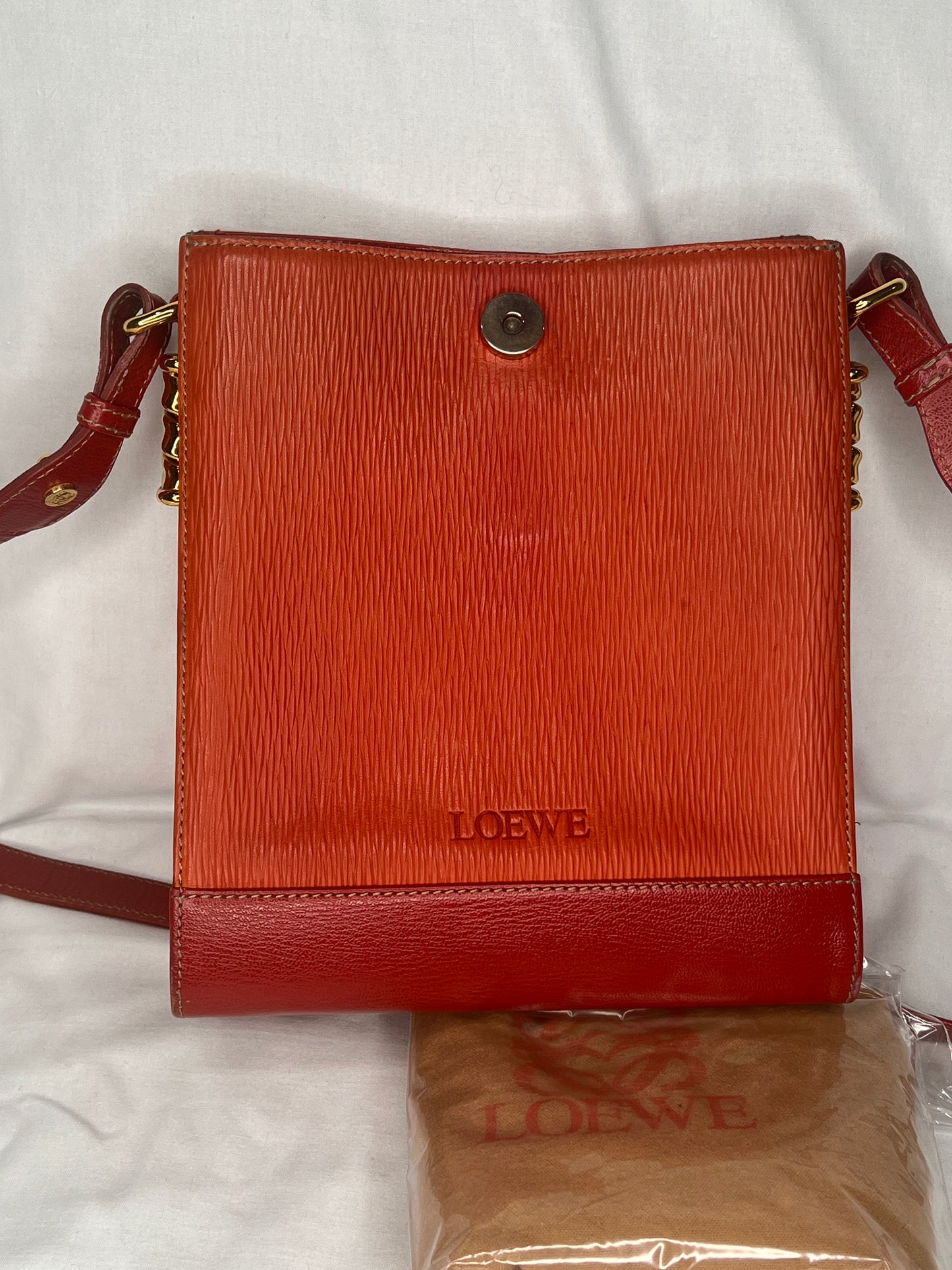 Loewe Velazquez Shoulder Bag in Orange and Red Leather