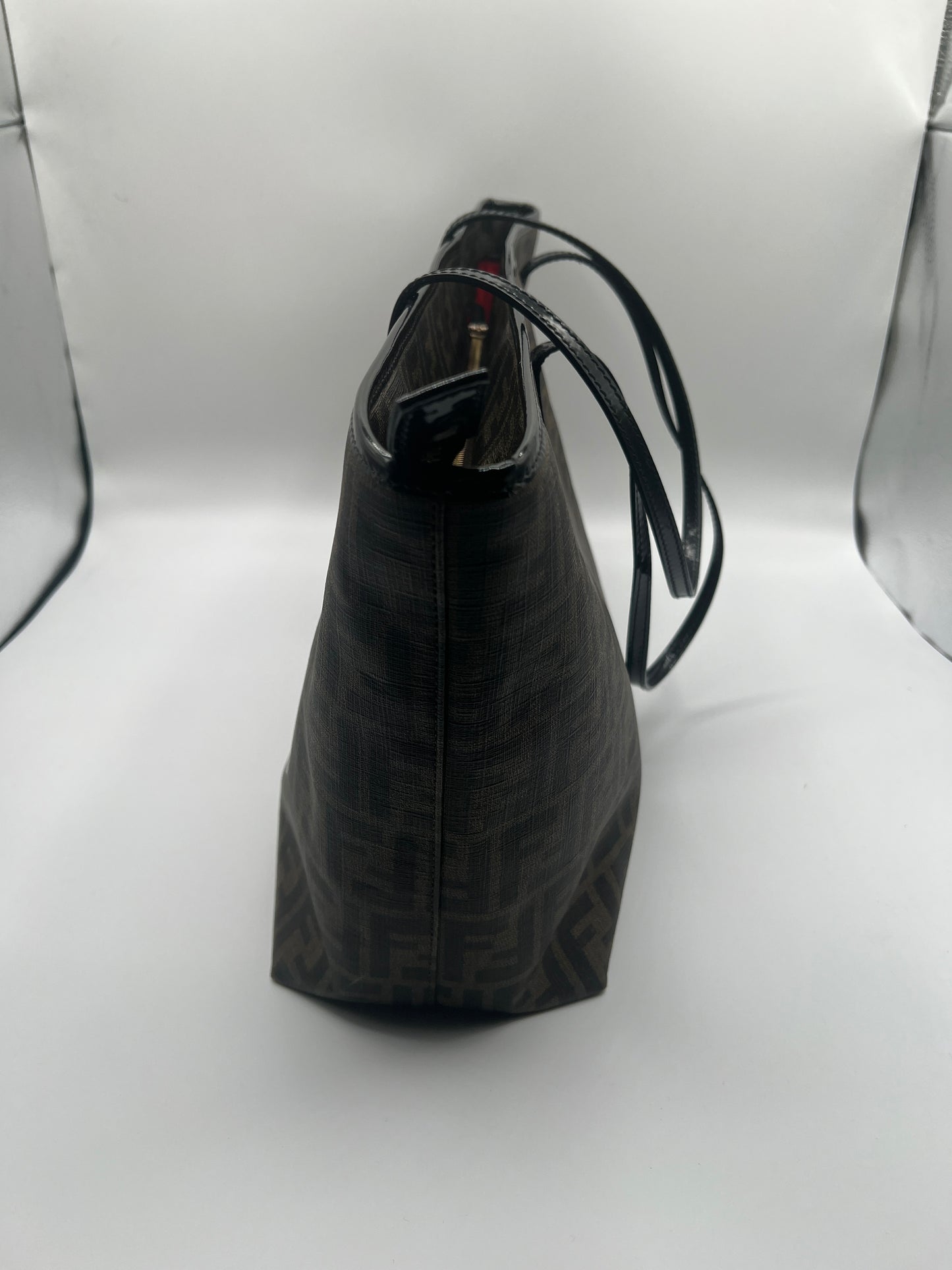 Fendi Zucca Spalmati Roll Tote with Leopard Mini Baguette Accent