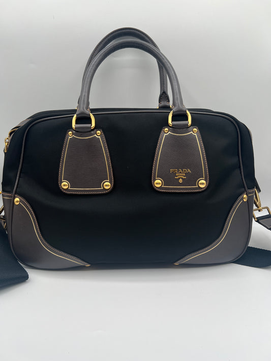 Prada Leather Bowler Bag – Black