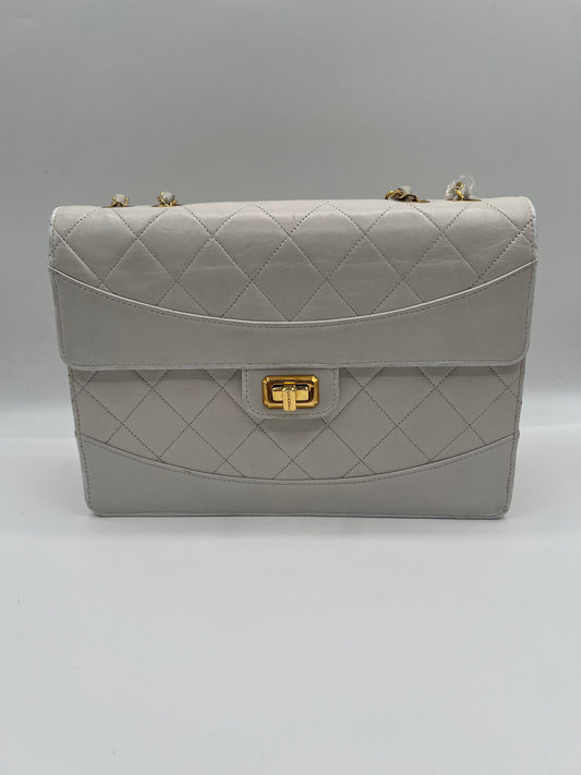 Chanel Classic Flap Bag in Off-White Quilted Leather
