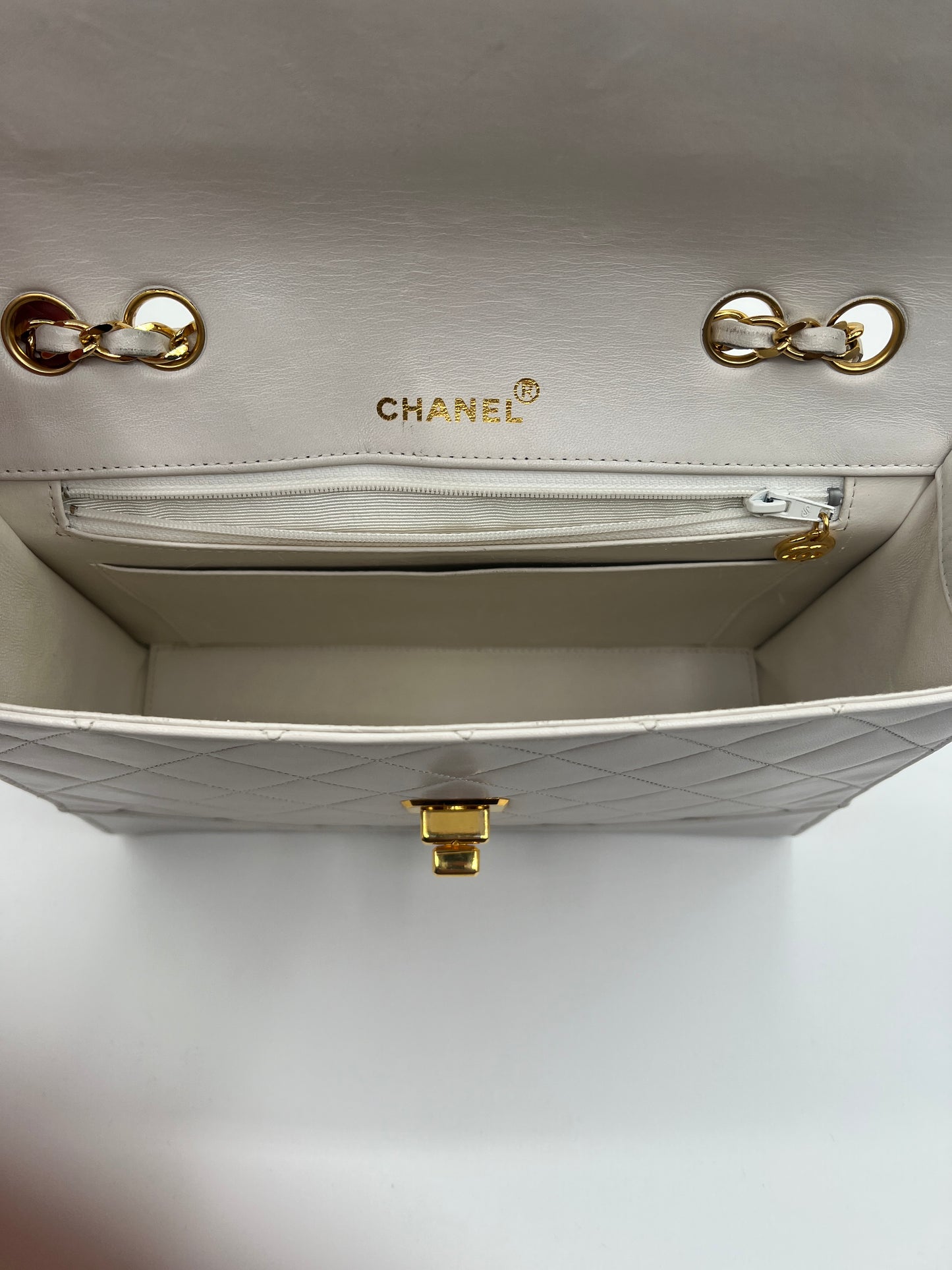 Chanel Classic Flap Bag in Off-White Quilted Leather