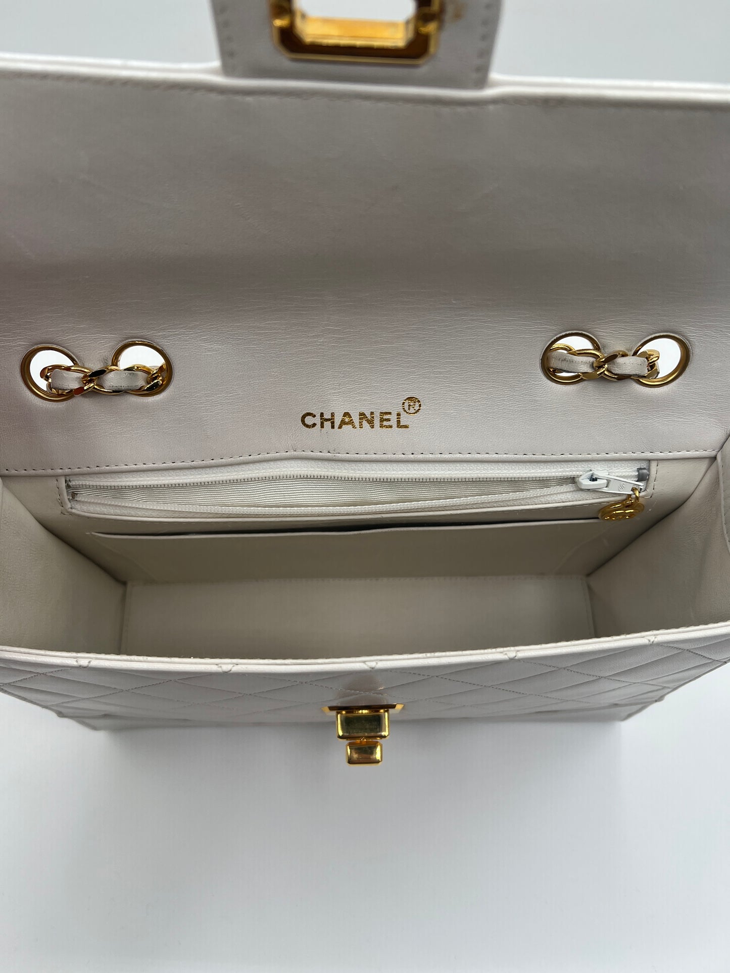 Chanel Classic Flap Bag in Off-White Quilted Leather