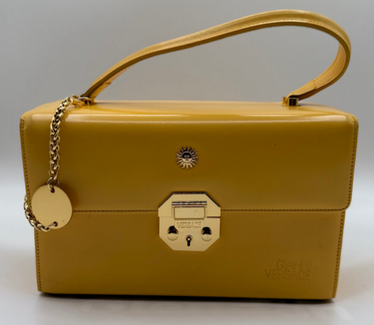 Gianni Versace Structured Leather Vanity Bag – Mustard Yellow