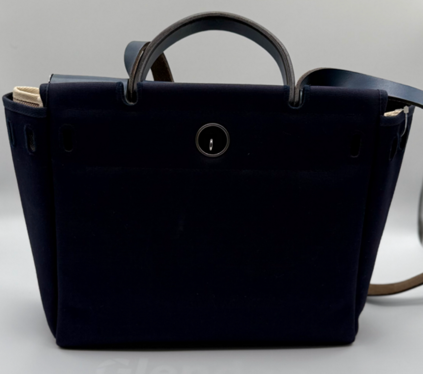 Hermès Herbag Zip 31 Navy Canvas & Vache Hunter Leather Bag