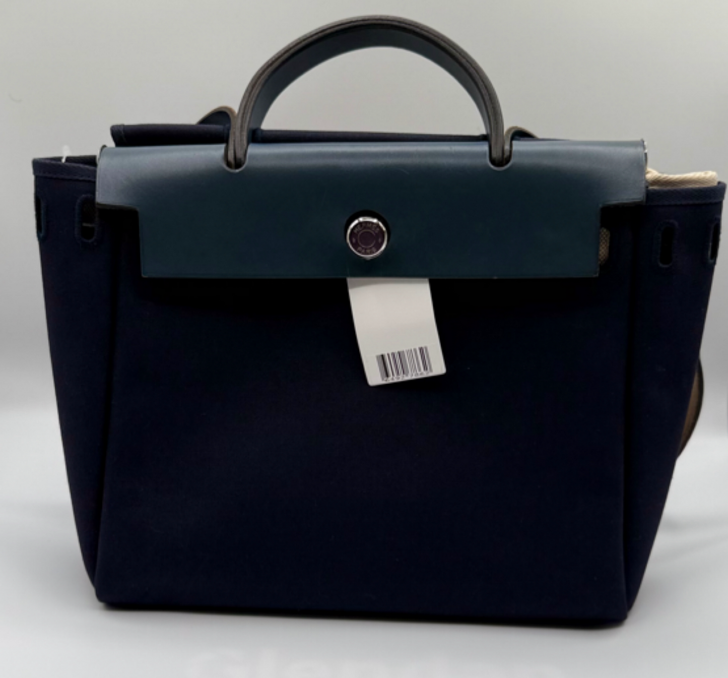 Hermès Herbag Zip 31 Navy Canvas & Vache Hunter Leather Bag