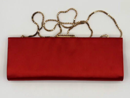 Salvatore Ferragamo Red Satin Clutch Bag