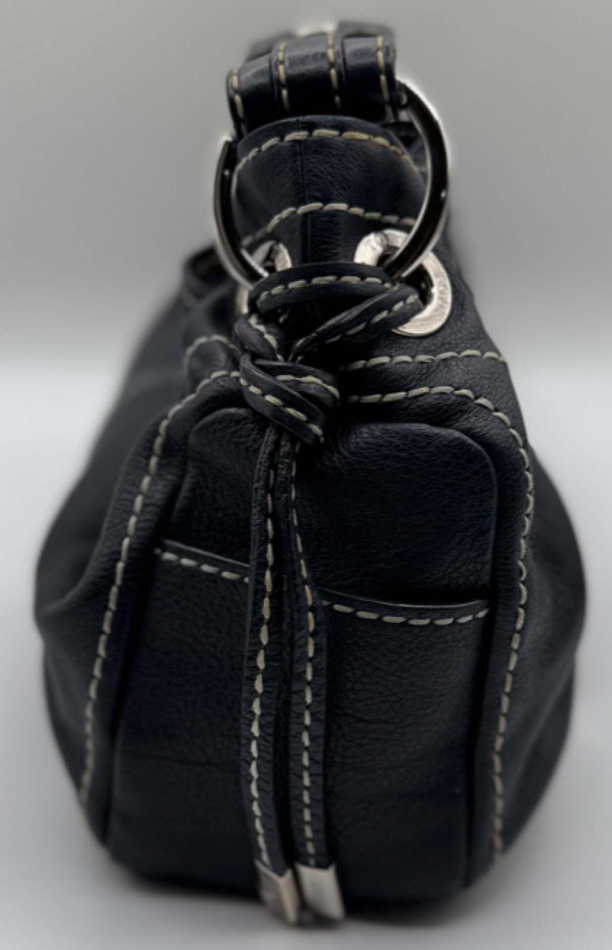 Tod's Black Leather Shoulder Bag with Contrast Stitching