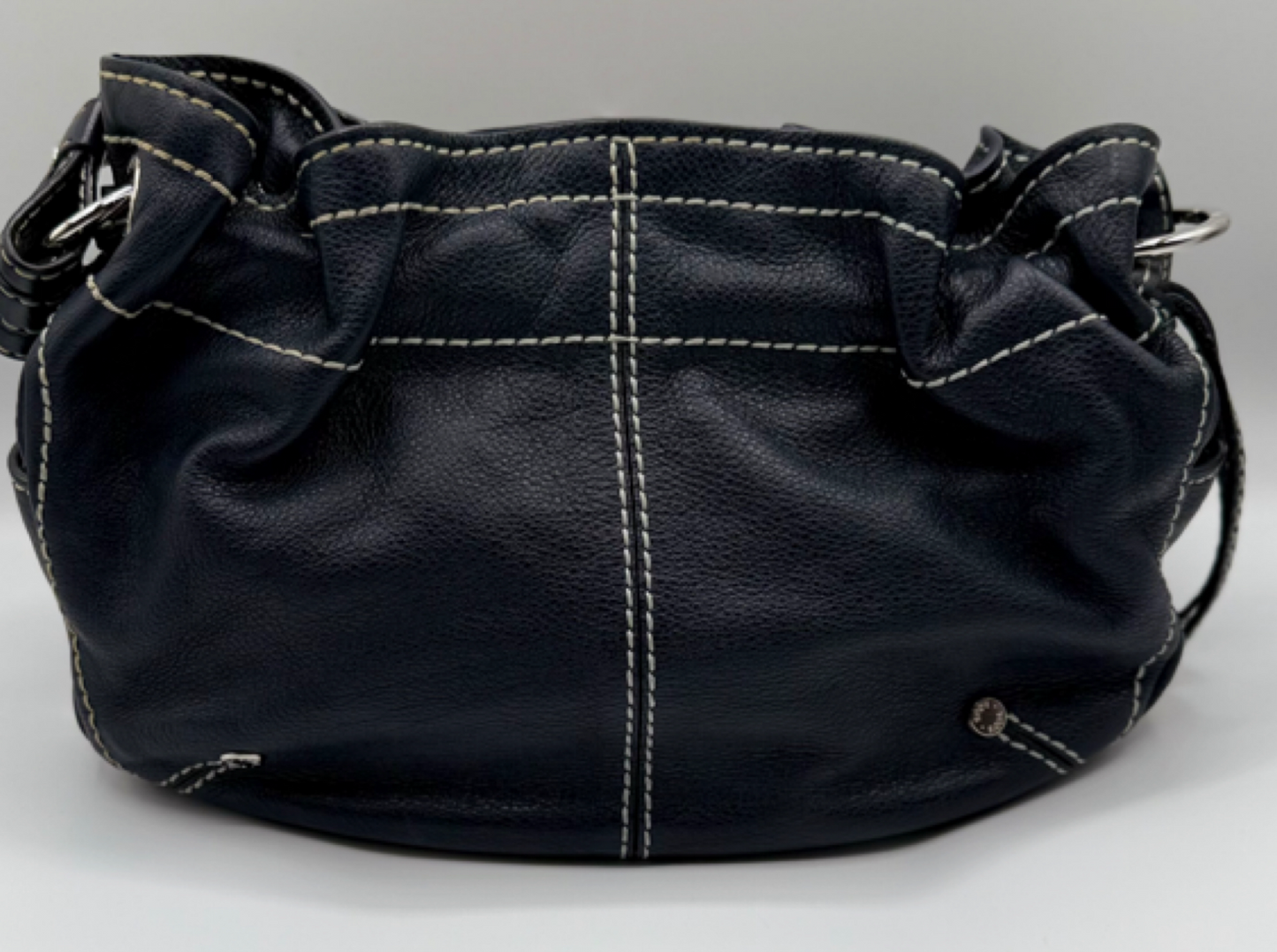 Tod's Black Leather Shoulder Bag with Contrast Stitching