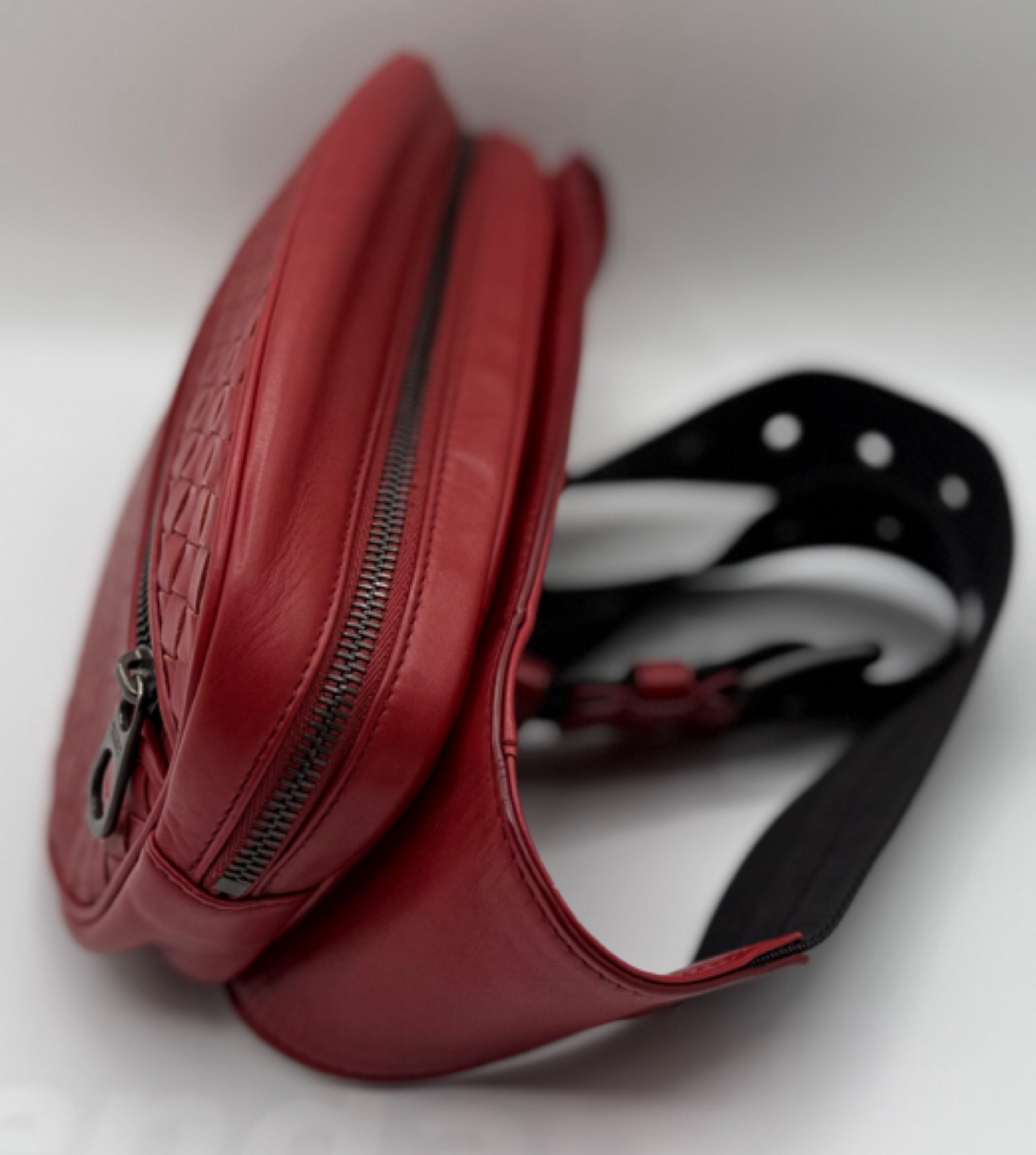 Bottega Veneta Intrecciato Red Leather Belt Bag