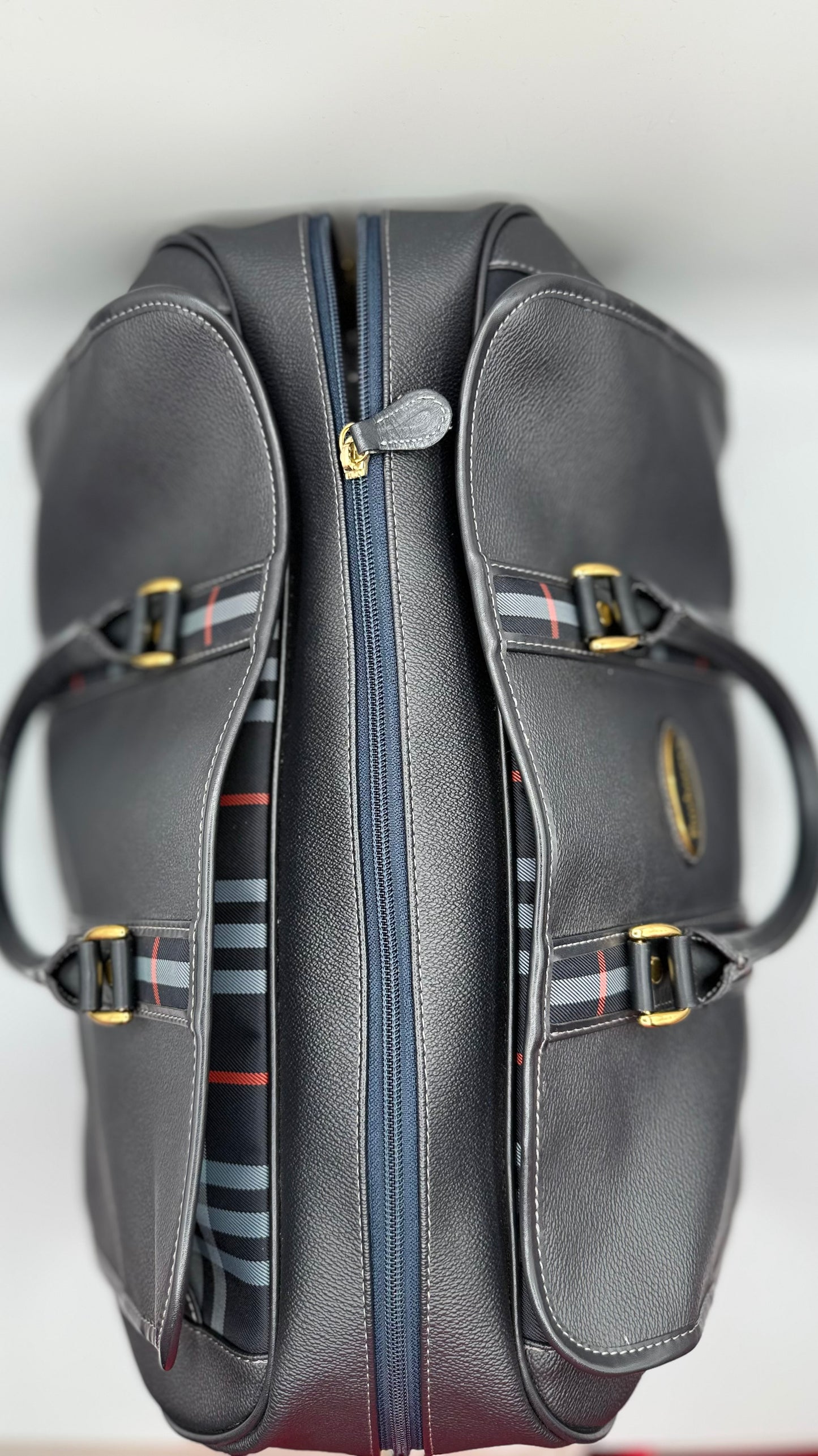 Burberry Black Grained Leather Travel Tote