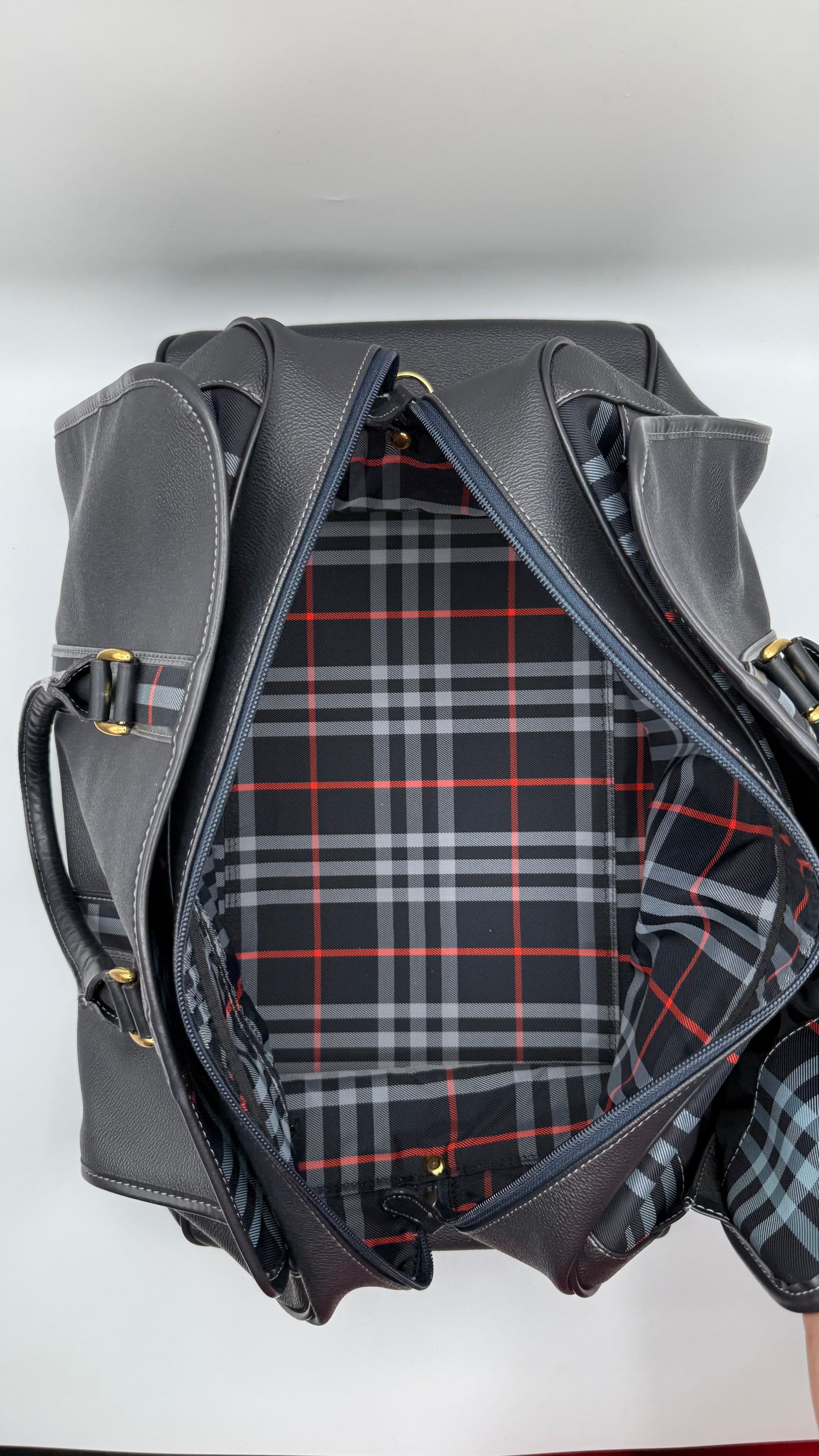 Burberry Black Grained Leather Travel Tote