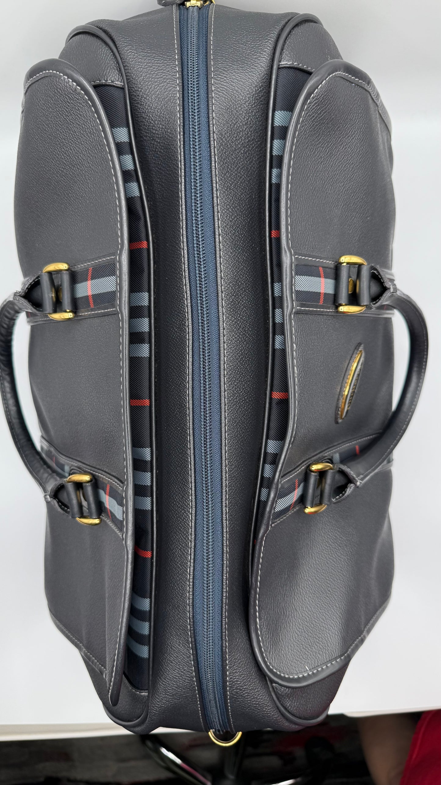 Burberry Black Grained Leather Travel Tote