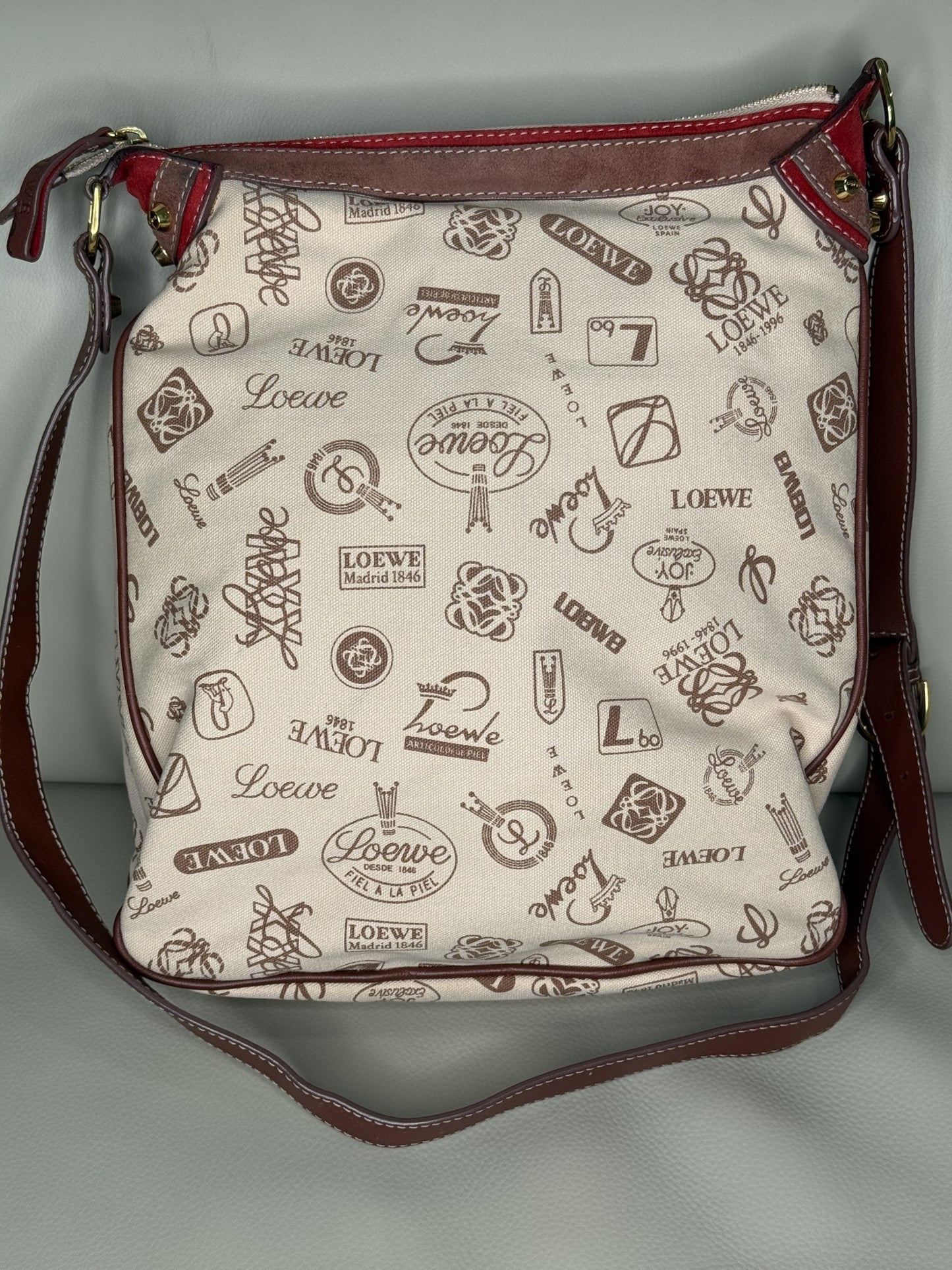 Loewe Pin Badge Canvas Crossbody Bag