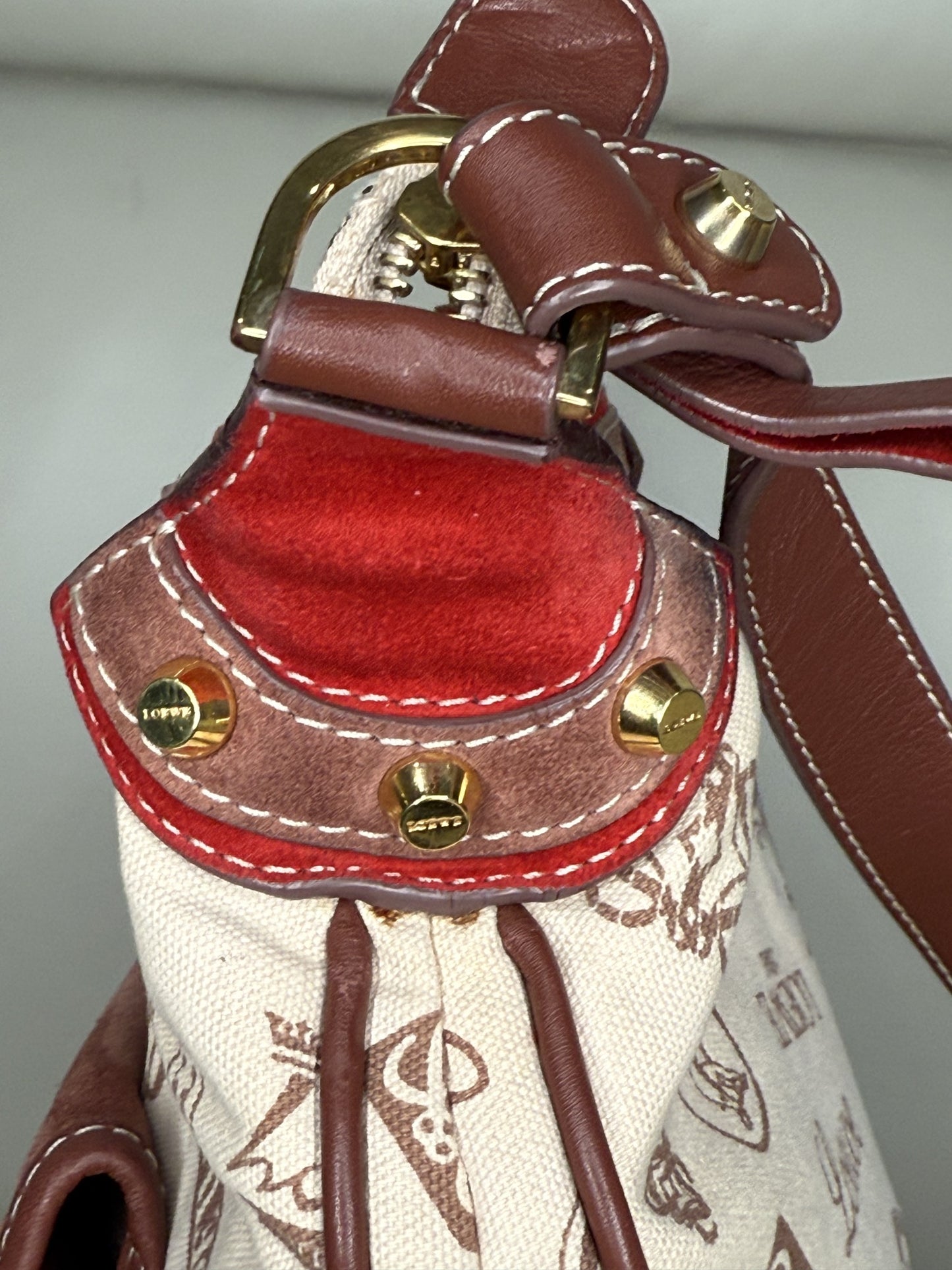 Loewe Pin Badge Canvas Crossbody Bag