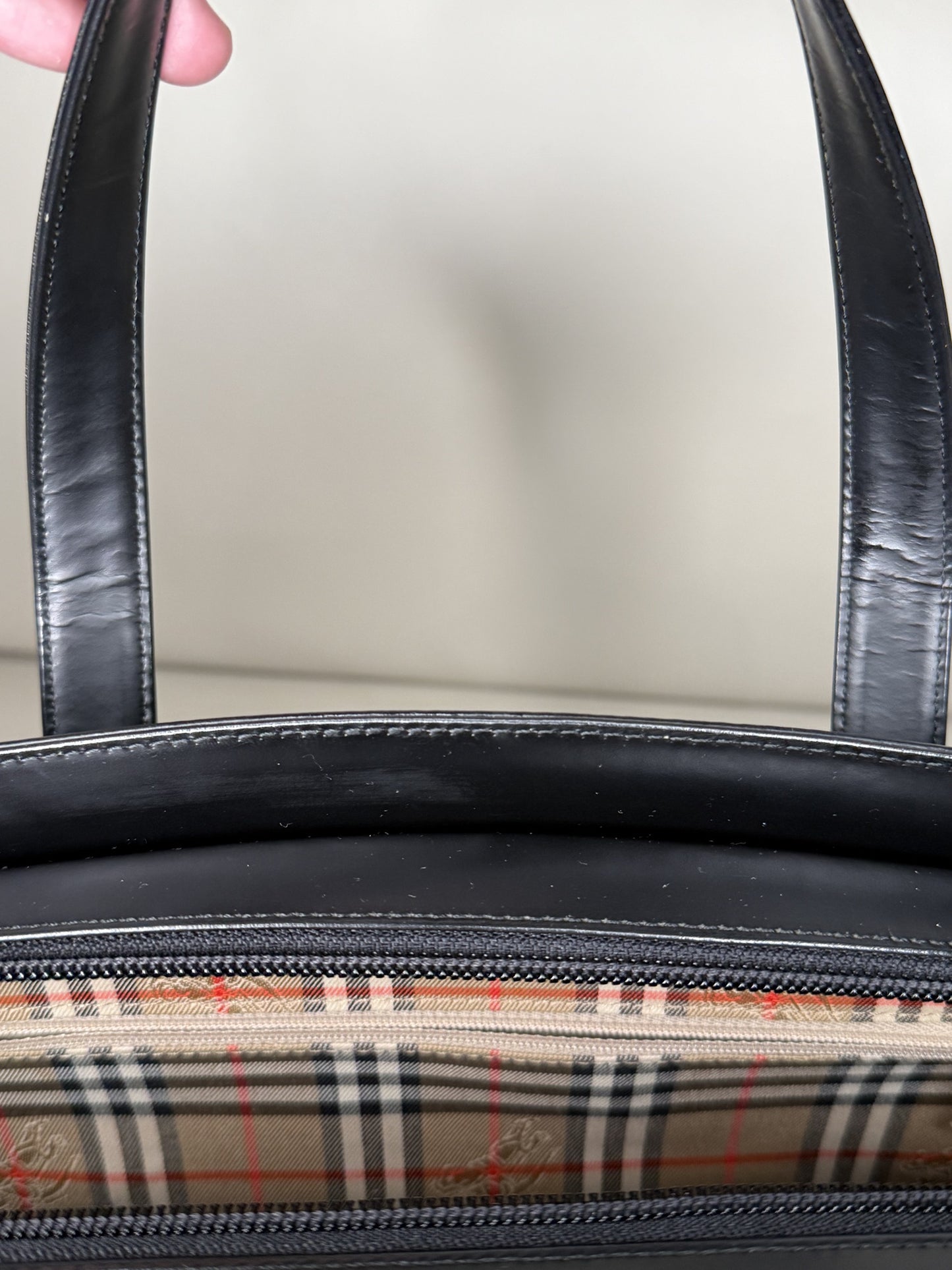 Burberry “Nina Check” Leather Tote
