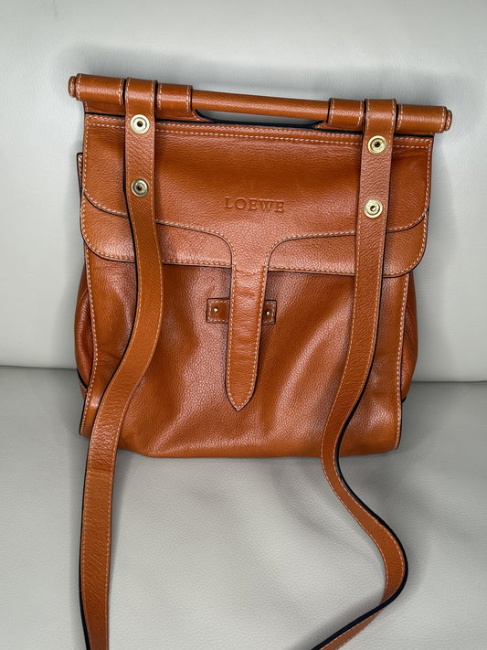 Loewe Cognac Calfskin Leather Bar‑Handle Crossbody Bag