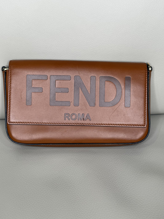 Fendi Roma Leather Wallet on Chain – Brown