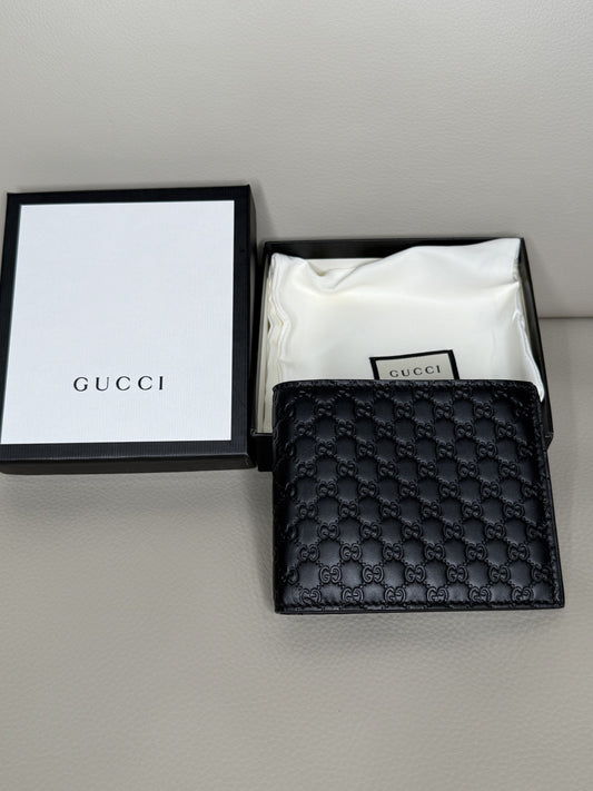 Gucci Micro Guccissima Black Leather Bifold Wallet