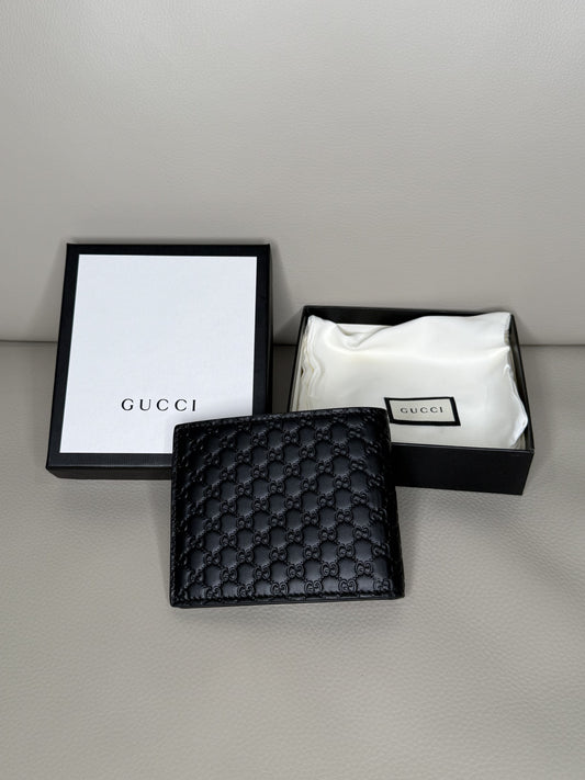 Gucci Micro Guccissima Black Leather Bifold Wallet
