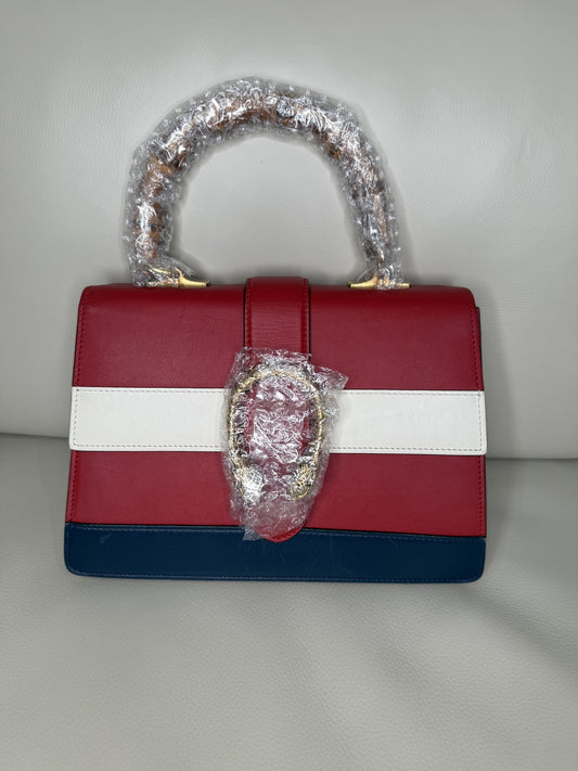 Gucci Dionysus Small Top Handle Bag – Red, White & Navy