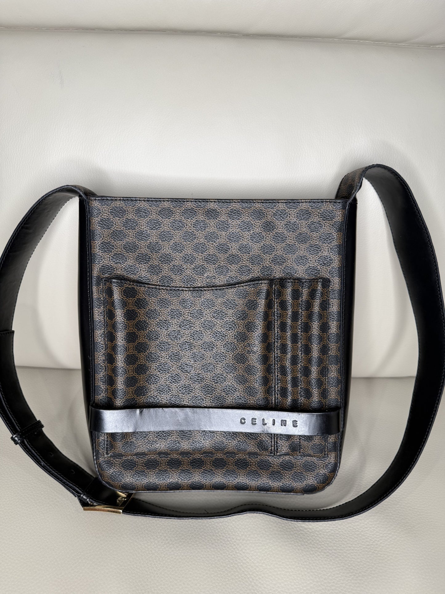 Celine Macadam Coated-Canvas Messenger Bag