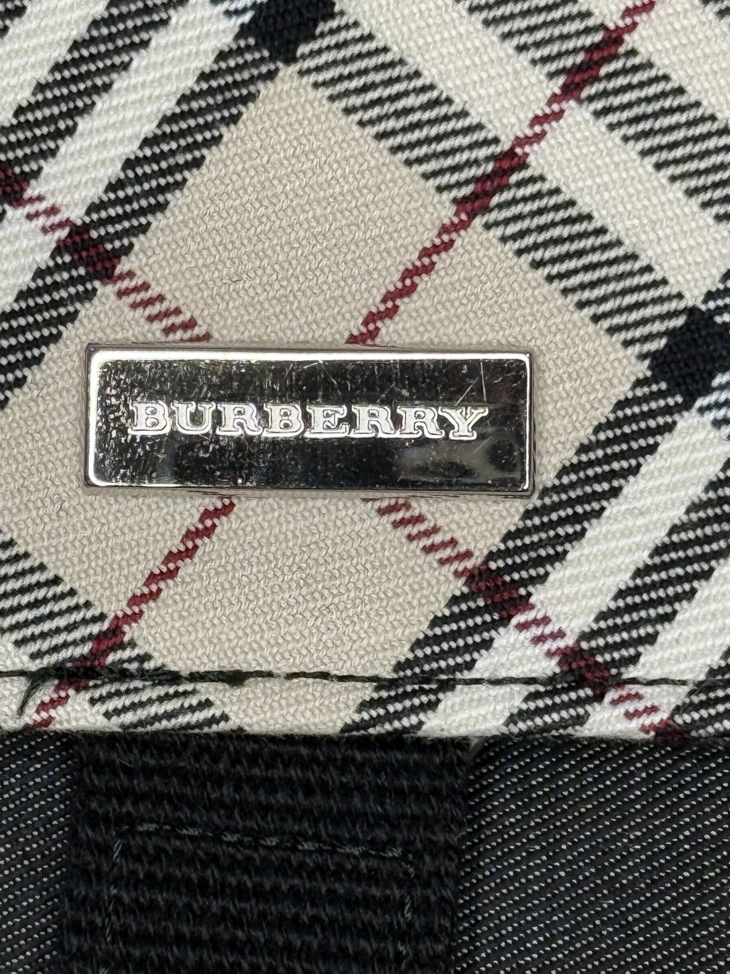 Burberry Nova Check Canvas & Denim Shoulder Bag – Black