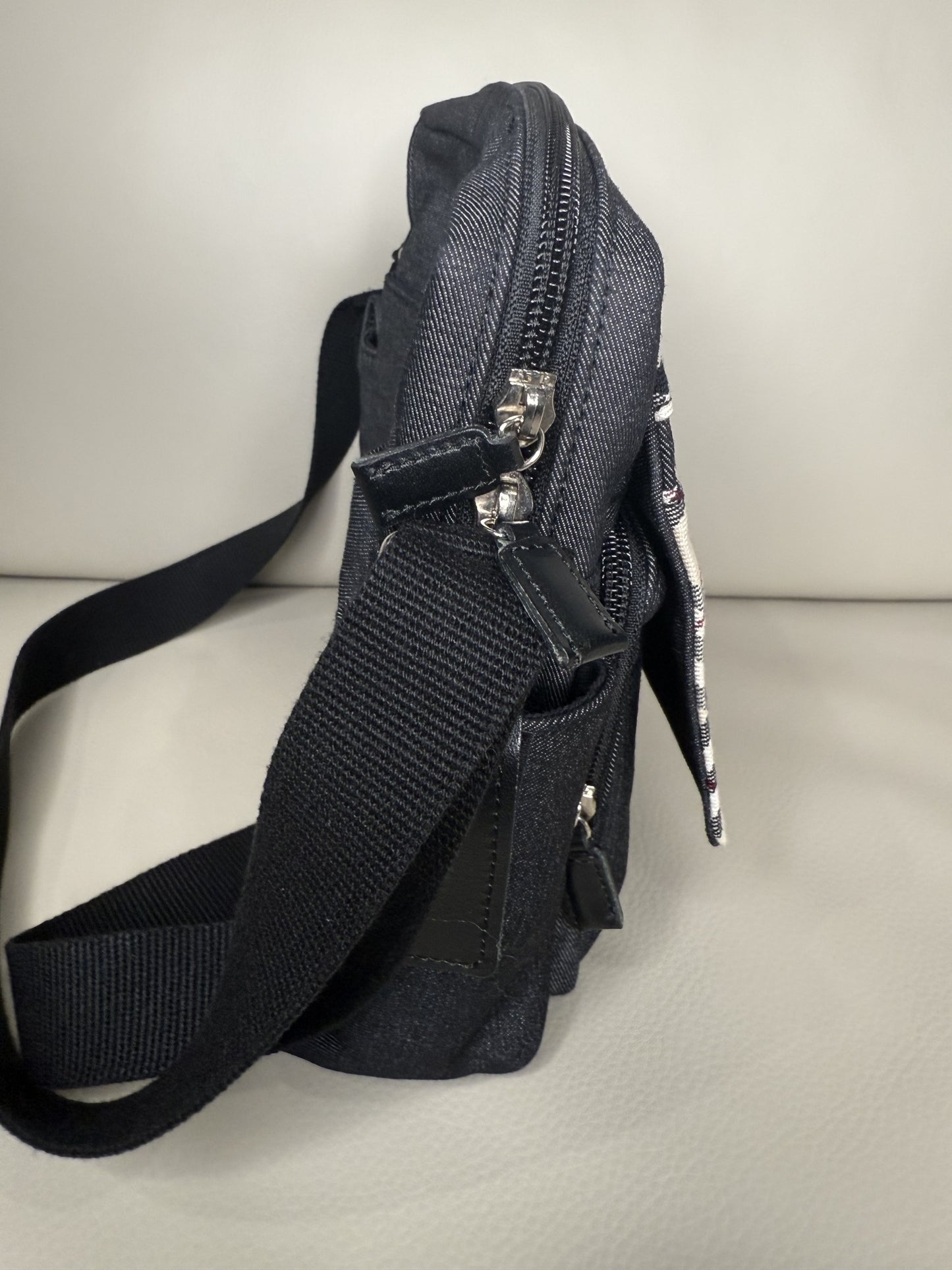 Burberry Nova Check Canvas & Denim Shoulder Bag – Black