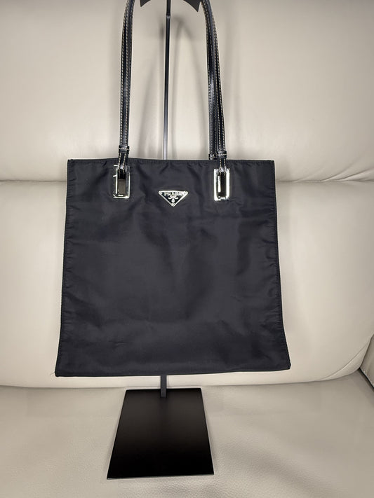Prada Classic Black Nylon Tote Bag