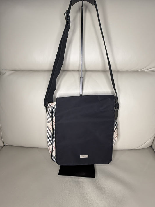 Burberry Nova Check Canvas Flap Shoulder Bag – Black & Check