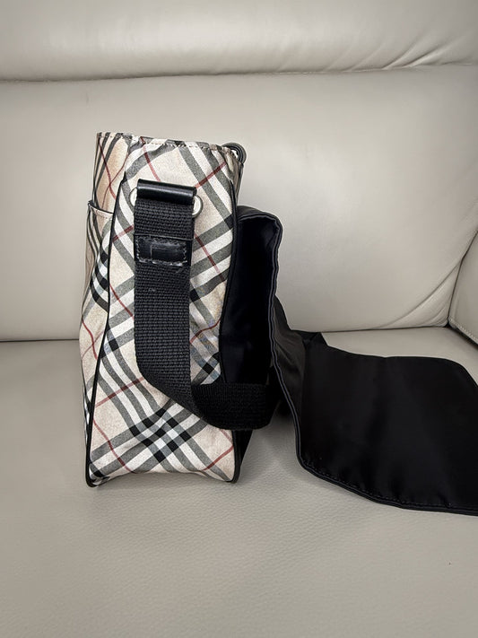 Burberry Nova Check Canvas Flap Shoulder Bag – Black & Check