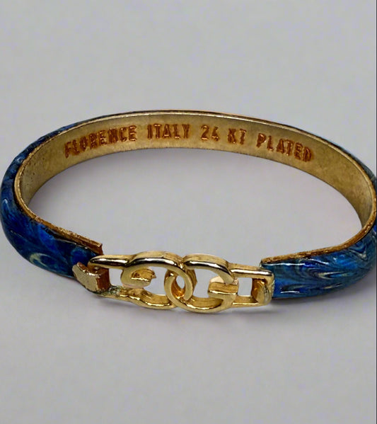 Vintage Florence Italy 24K Gold-Plated Enamel Bangles – Set of 2