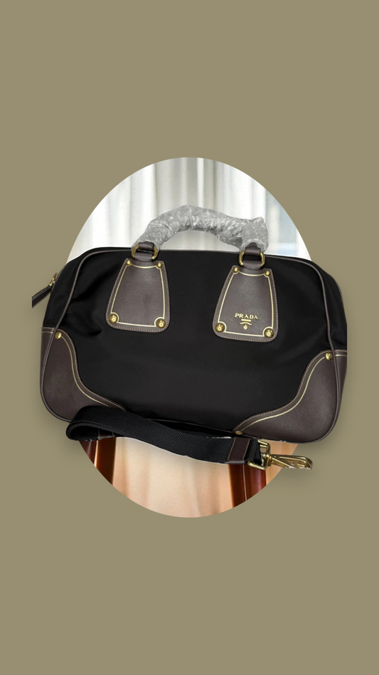 Prada Leather Bowler Bag – Black