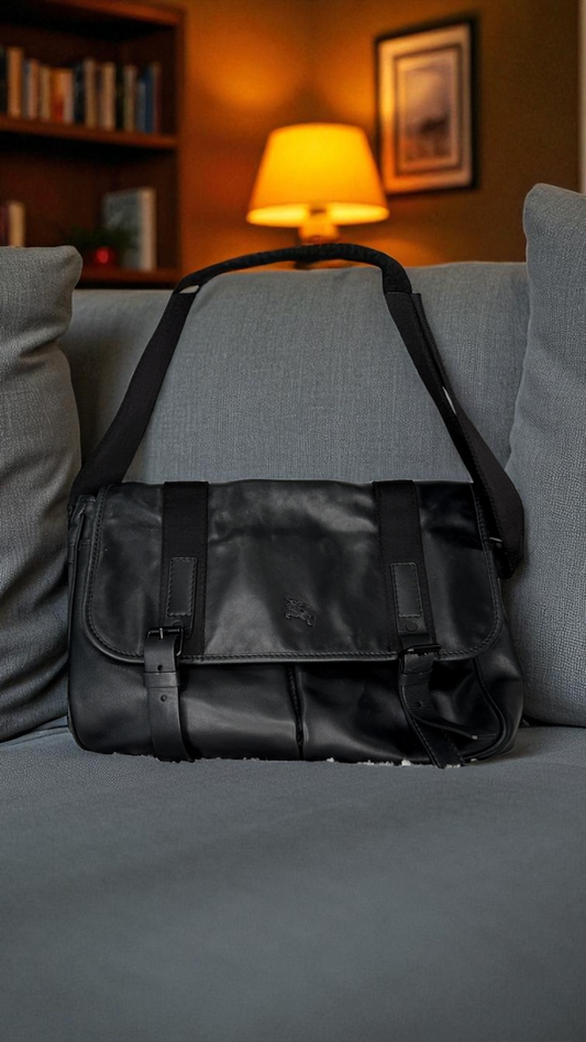 Burberry Leather Messenger Bag – Black