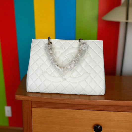 Chanel XL Grand Shopping Tote (GST) Caviar Leather – White