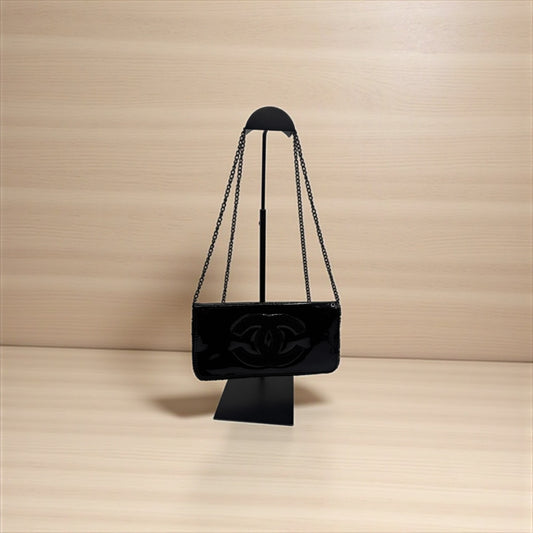 Chanel CC Patent Cosmetic Pouch in Black