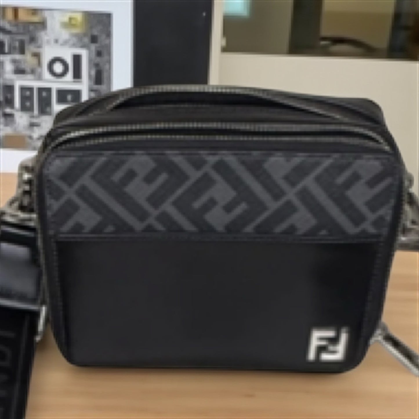 Fendi Black FF Logo Crossbody Camera Bag