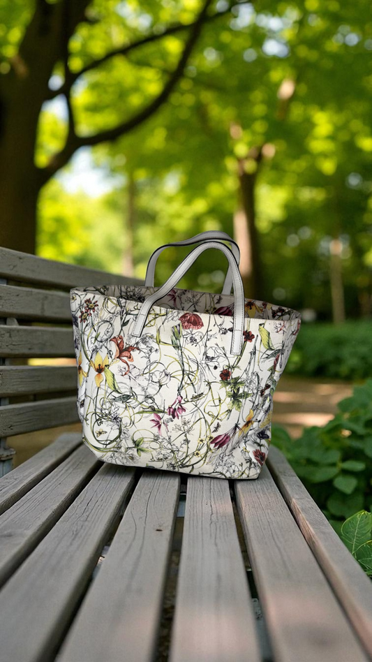 Gucci Flora Tote Bag – White Canvas with Multicolor Floral Print