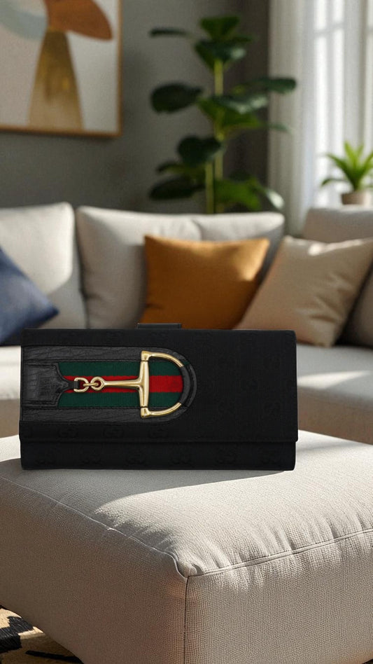 Gucci Horsebit Web Stripe Continental Wallet