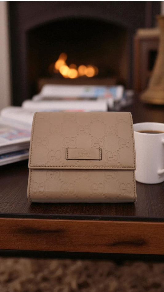 Gucci Microguccissima Soft Pink Leather Trifold Wallet