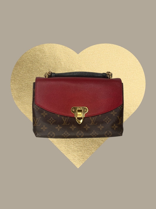 Louis Vuitton Saint Placide Monogram Canvas and Red Taurillon Leather Shoulder Bag
