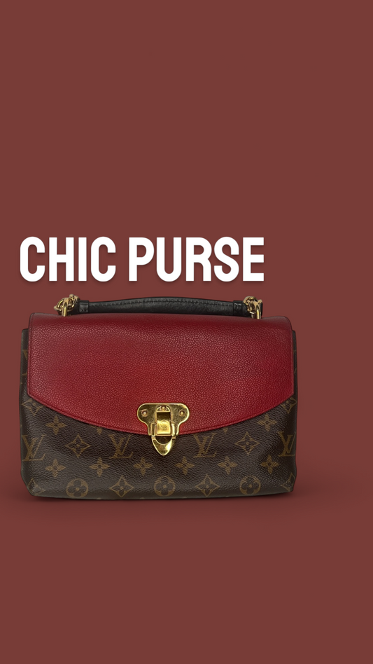 Louis Vuitton Saint Placide Monogram Canvas and Red Taurillon Leather Shoulder Bag