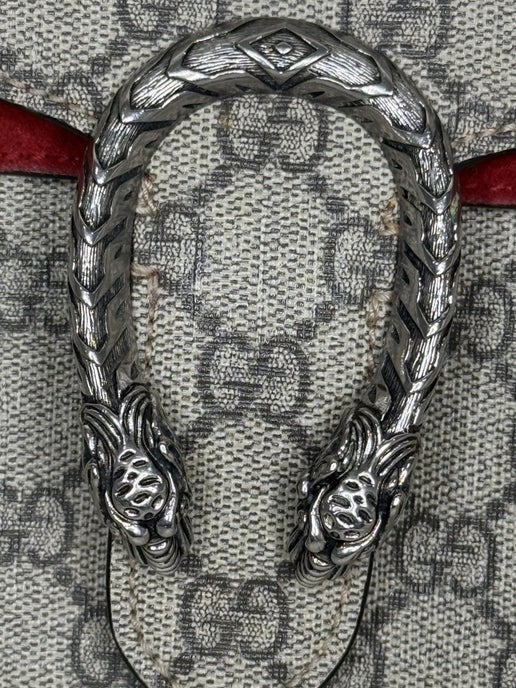 Gucci Dionysus Small GG Supreme Shoulder Bag – Red Suede Accent